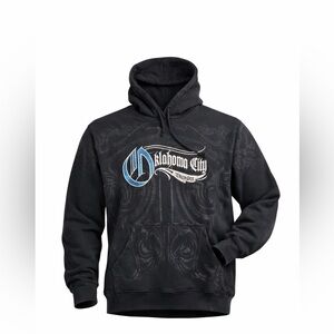 ADIDAS MEN'S OKLAHOMA THUNDER NBA ALL-OVER PRINT GOTHIC HOODIE Size XL​​​